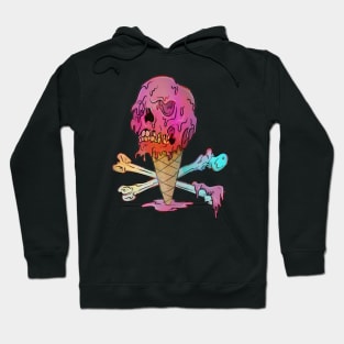 Dripping Ice Cream Cone Melting Skull Hoodie